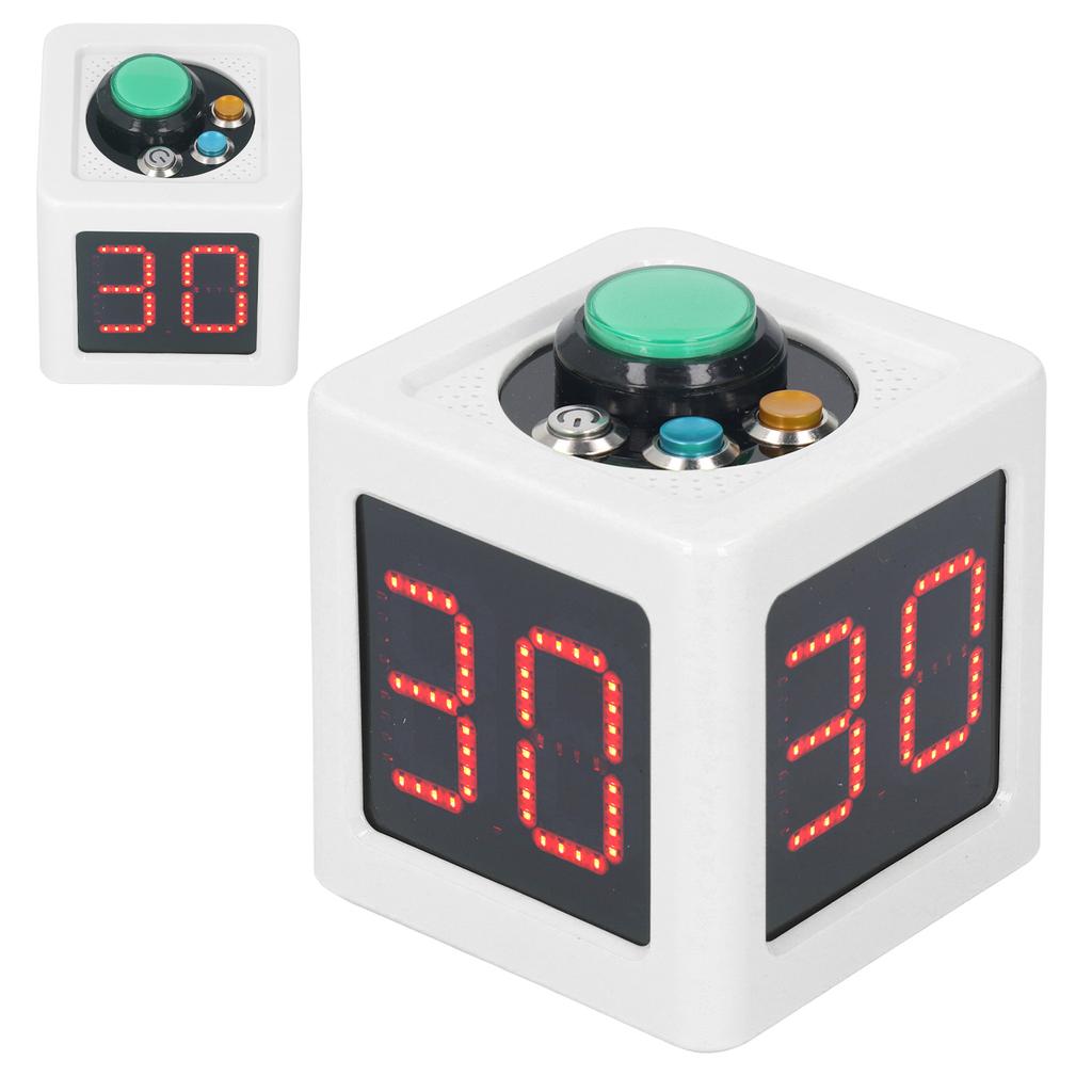 Kube Timer 1,4in 4-sidet Digital Shot Nedtelling Stoppeklokke for Privat Poker Sjakk Kasinoer Hvit