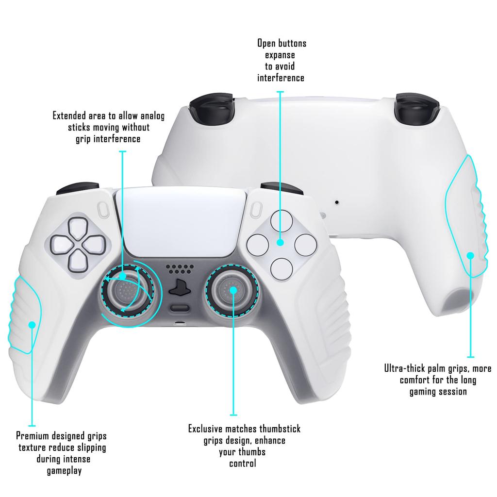 PlayVital Protective Case Cover for PS5 Rubber Protective Case for PS5 Wireless Soft Silicone Skin with Thumb Grip Caps Warrior Glow In the Dark Green
