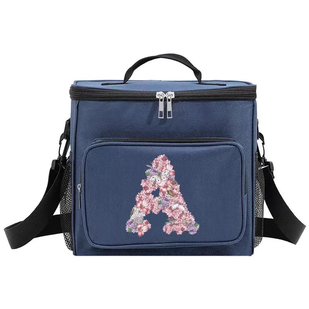 

Lunch Bag Thermal Handbag Cooler Organizer Case Waterproof Outdoor Travel Shoulder LunchBox for Men and Women Rose Flower Print