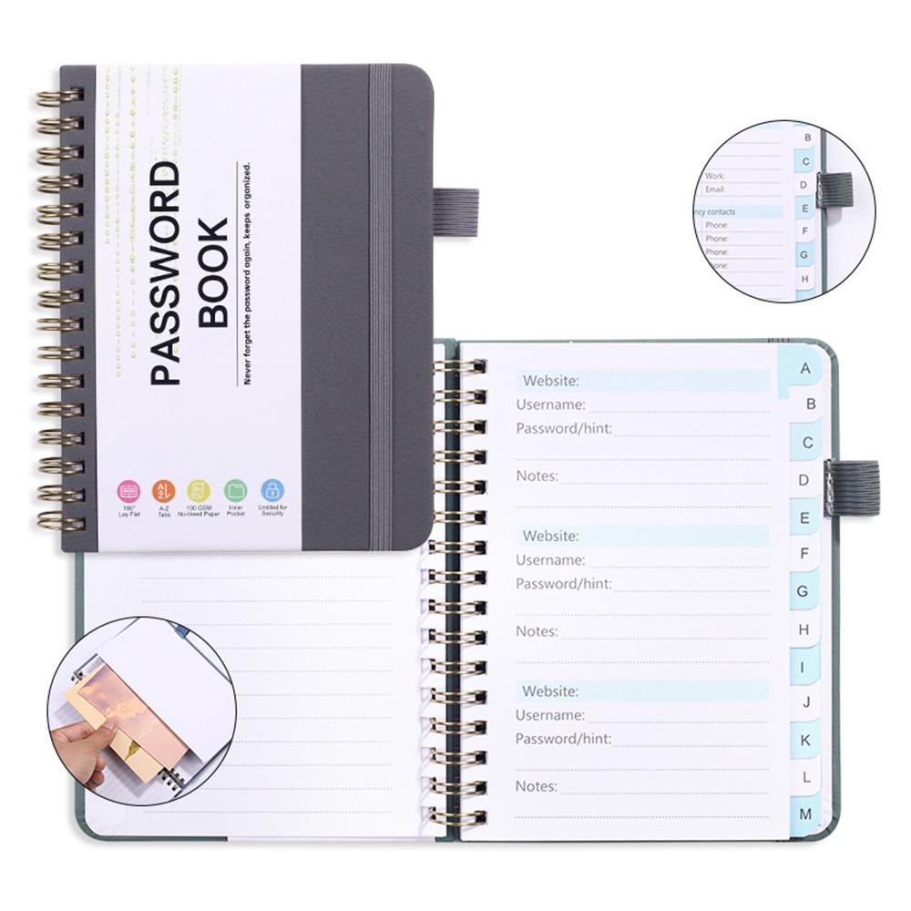 112 Pages Note Book with Letter Tags Password Recording Coil Book Fashion Codebook