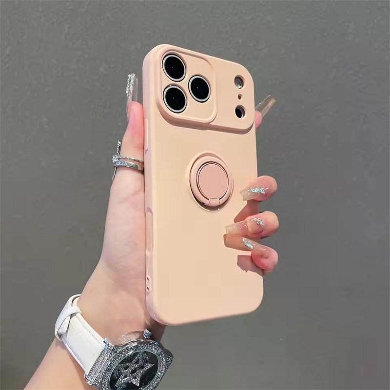 With Ring Holder Stand Shockproof Phone Case For iPhone 17 Air 16e 15 14 13 12 11 Pro Max Plus Xs XR Mini Matte Silicone Soft Back Cover