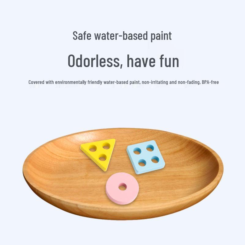 Wooden Rainbow Tower Stacking Rings: Educational Puzzle for Kids - Tower of Hanoi Building Blocks Toy.