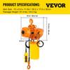 Electric Chain Hoist Single Phase Crane Hoist 2200 lbs Load 13 ft Lifting