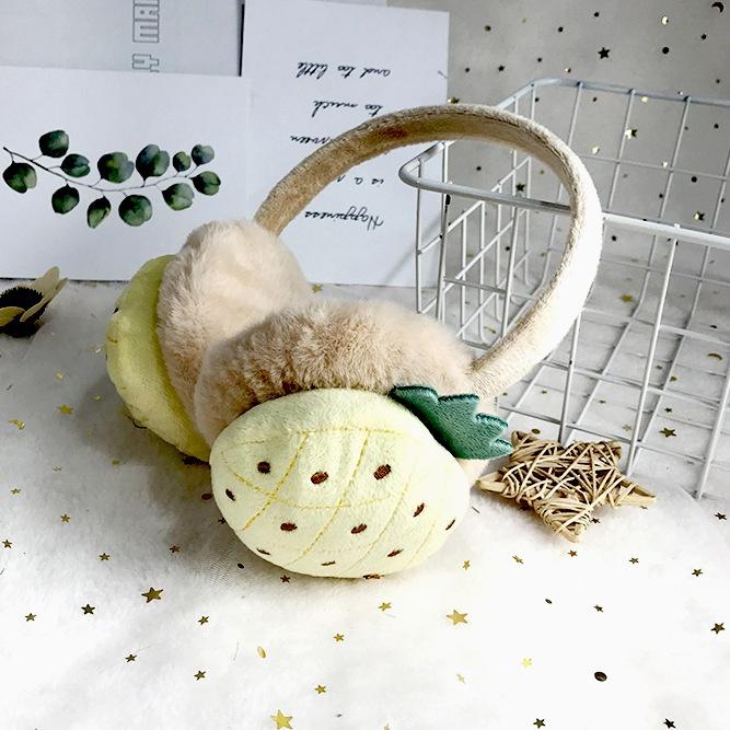 

милые фруктовые детские наушники осень и зима теплые и удобные унисекс лыжи меховые наушники наушники повязка на голову Kiwi fruit