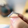 Sterling  V-Design Cubic Zirconia Ring for Women Elegant Bridal Wedding Party Accessory Female Finger Jewelry