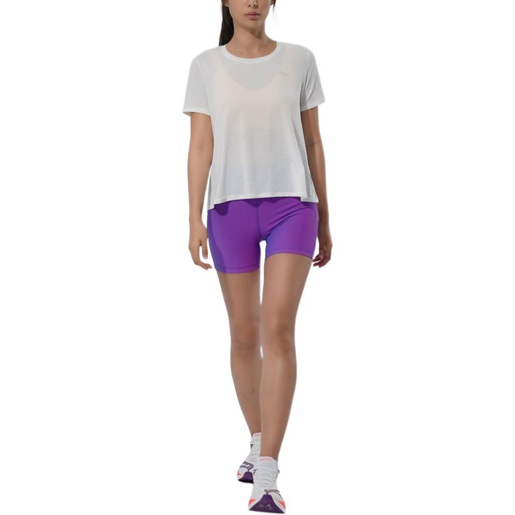 Saucony Logo Letter Back Slit Design Round Neck Short Sleeve T-Shirt Women T-Shirt Pearl-White SC1249033B-WT02
