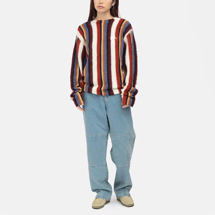Stussy Maglia Girocollo a Righe Verticali 117108