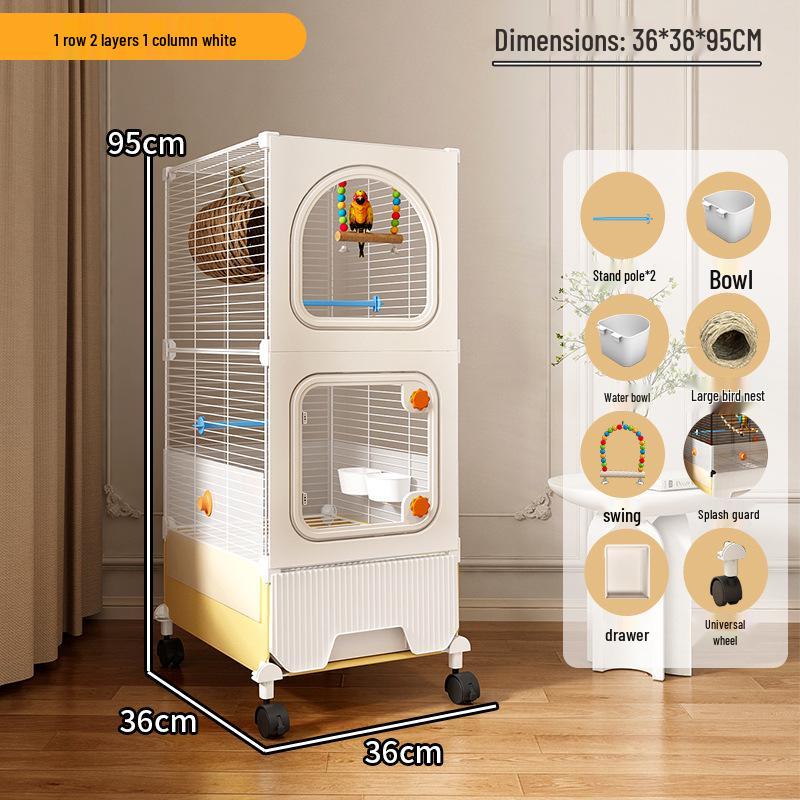 Hao Lei De Zhu Large Anti-Splash Parrot Cage for Cockatiel, Budgie, Lovebird, Sun Conure