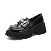 Platform J single shoes women's spring new college feng shui diamond horse buckle versatile, fashionable small leather shoes