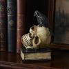 Halloween Party Atmosphere Props Skull Head Statue, Gothic Crow And Book Sculpture, Unique On Statue Gift Spooky Resin for Home Table