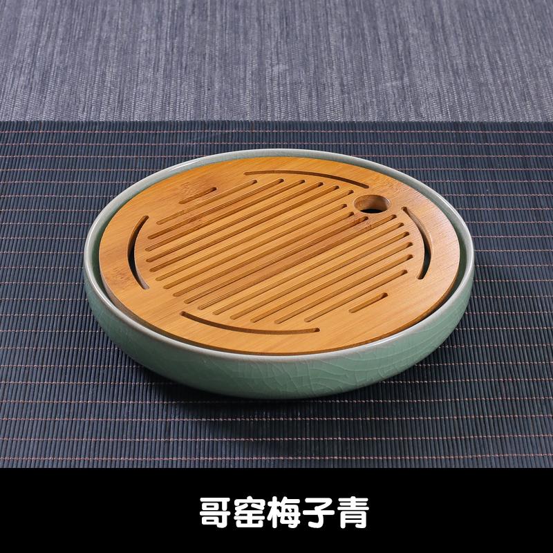 Ceramic Round Tea Tray Household Living Room Bamboo Noodle Saving Water Dry Brewing Table Kung Fu Tea Set Celadon Tea Table Tray