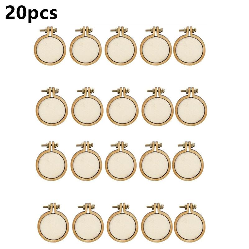 10x 20x Mini Embroidery Hoop Ring Wooden Cross Stitch Frame Handmade Pendant Crafts Embroidery Circle Sewing Kit