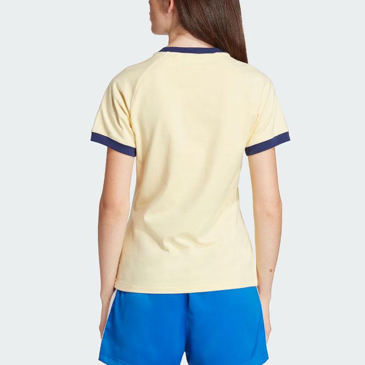Adidas Originals Gradient Trefoil Cali Tee With Logo Letter Print And Slim Fit Women Tops Yellow IR6036