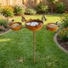 Rusted 3-Tiered Bird Bath Metal Bird Feeding Station Multi-Purpose Bird Water Bowls  Yard