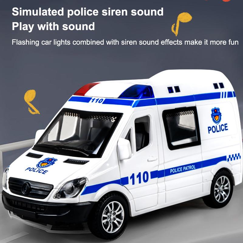 Mini Car Diecast Ambulance Fire-Truck Policecar Model Sound And Light Vehicle Simulation Collection Gifts Toys Boys