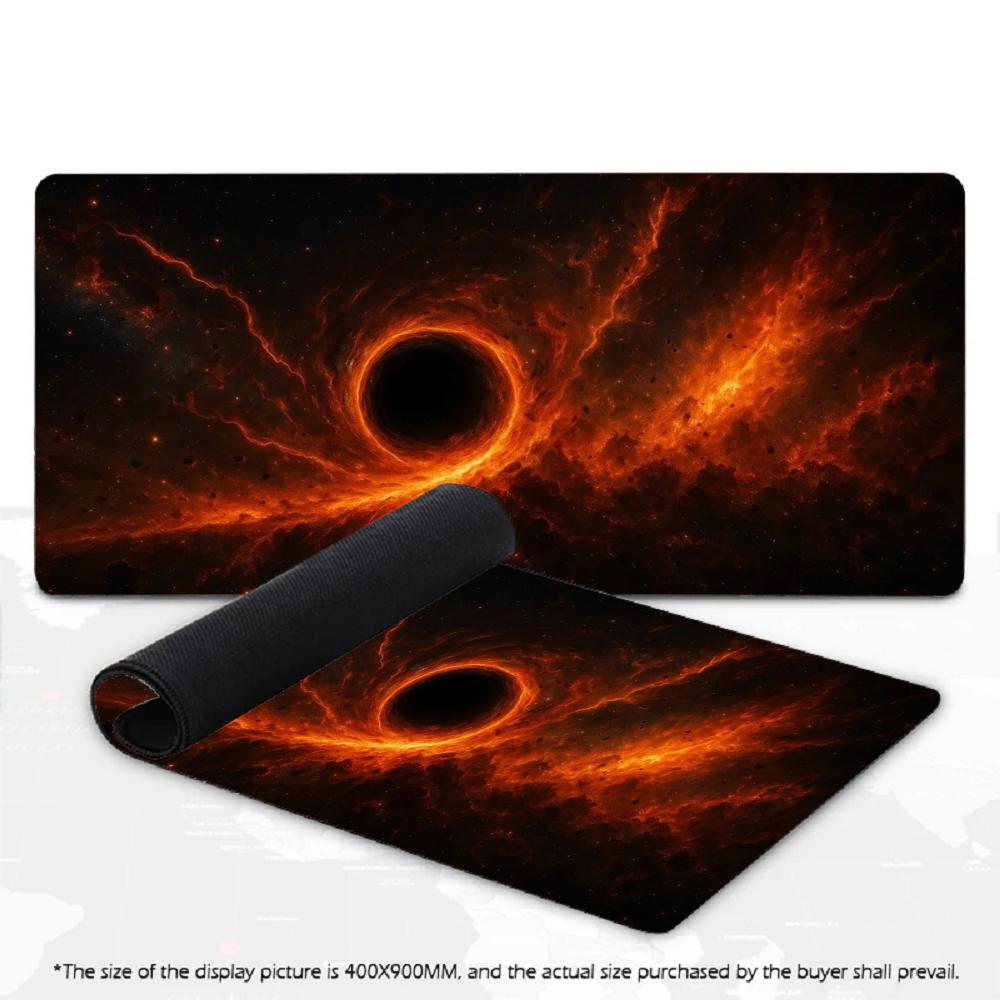 Black Hole Cosmic Fire Nebula Large Gaming Mousepad XXL Deskmat Non‑Slip Rubber Game Mouse Mat Keyboard Desk Mats Gamer Mausepad