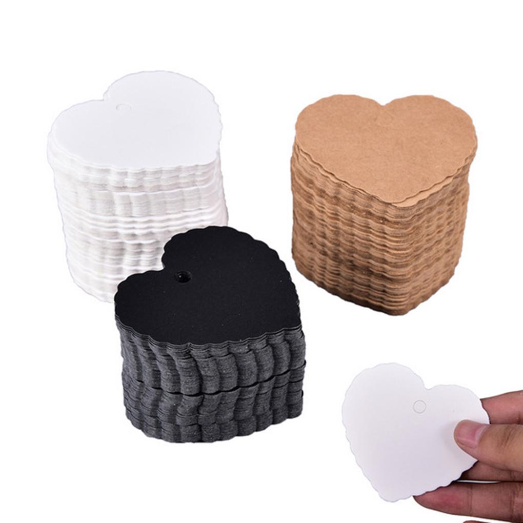 100pcs Kraft Paper Heart\-Shaped Solid Color Blank Label Jewelry Gift Postcard Home Wedding Party DIY Decoration Accessories