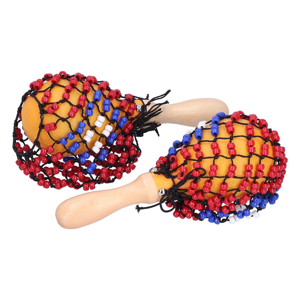 2Pcs Tambourine Sand Hammer Shakers Bead Net Hand Percussion Musical Instrument for Party Games