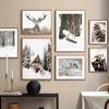 Winter Kiefer Haus Elch Blume Wand Kunst Leinwand Nordic Poster Malerei Und Drucke Wand Bilder Für Wohnzimmer Dekoration