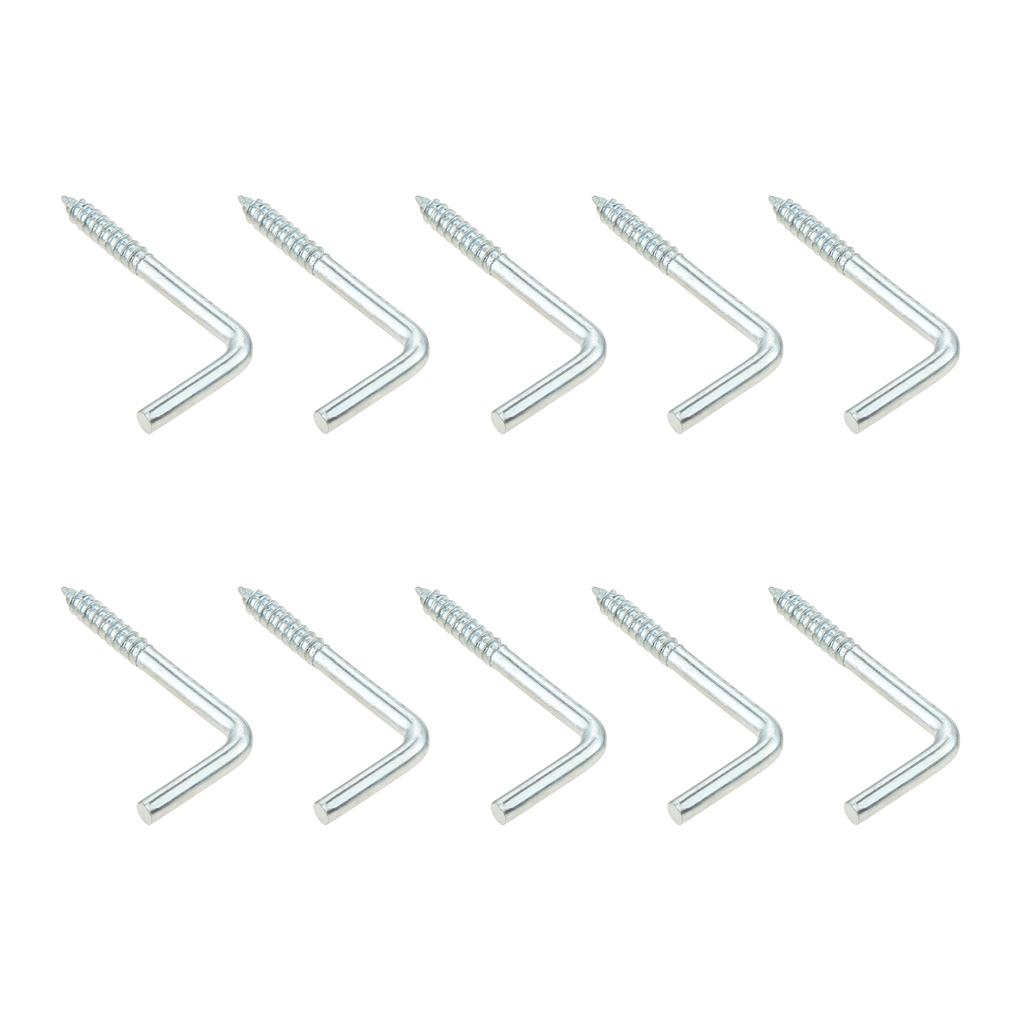 10/20pcs Square Bend Hook L Cup Hanger Screw-in 7-shape 20-40mm Wall Mount Picture Photo Frame Lamp Light Eyescrew Zinc-Plated