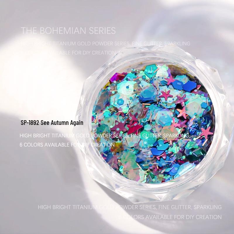 

Смешанные блестки для дизайна ногтей: Неправильный шестиугольник и круглые формы