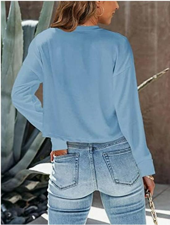2025 Autumn Women's Solid Color Loose Round Neck Short Hoodie