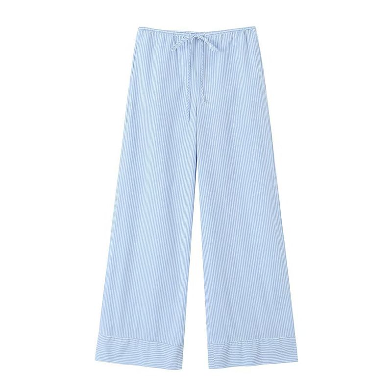 

Summer Fashion Women s Wear Loose High Waist Stripes Pants Light Blue S