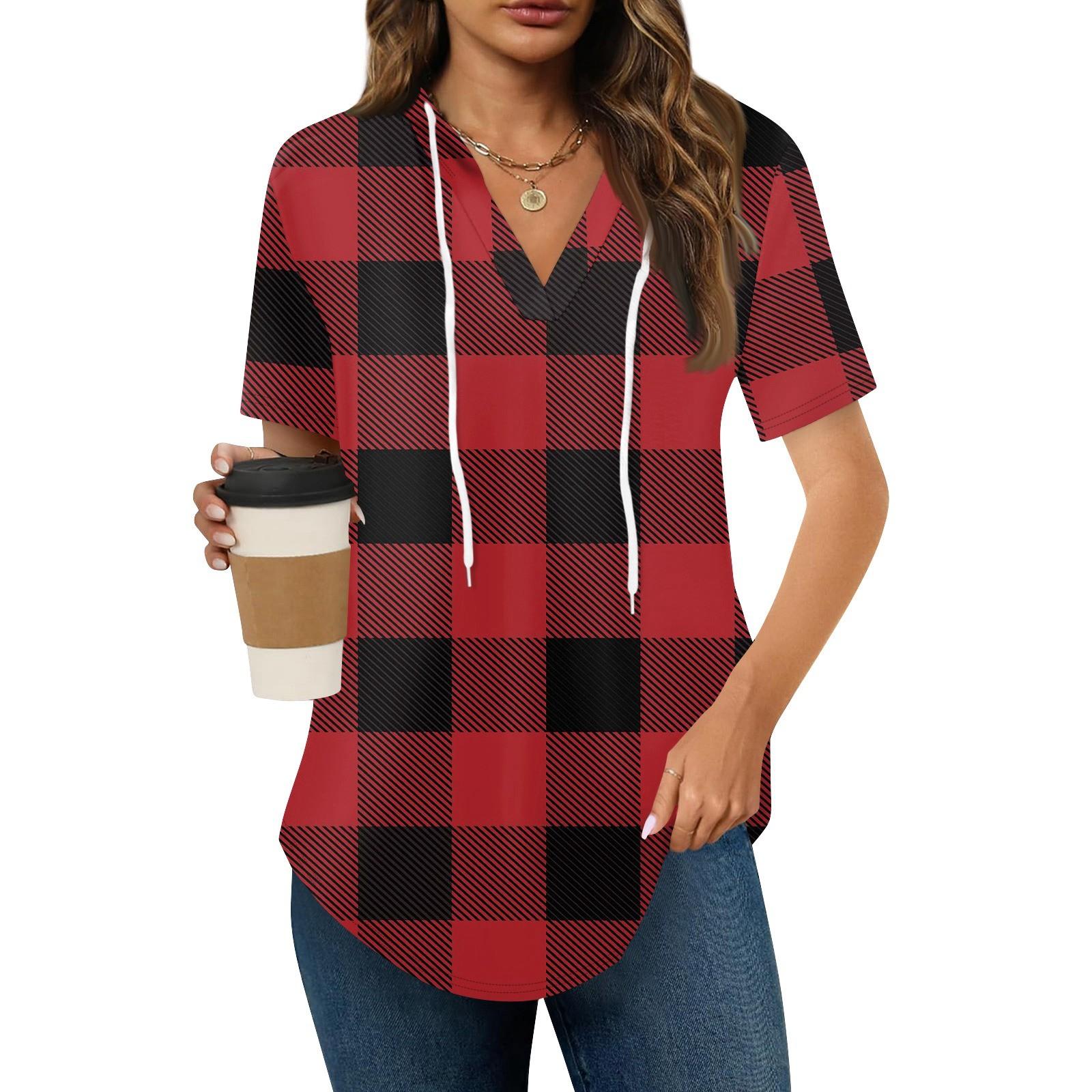 

Женские летние футболки с V-образным вырезом, толстовки с коротким рукавом, туники, повседневные свободные туники, толстовки XL винный