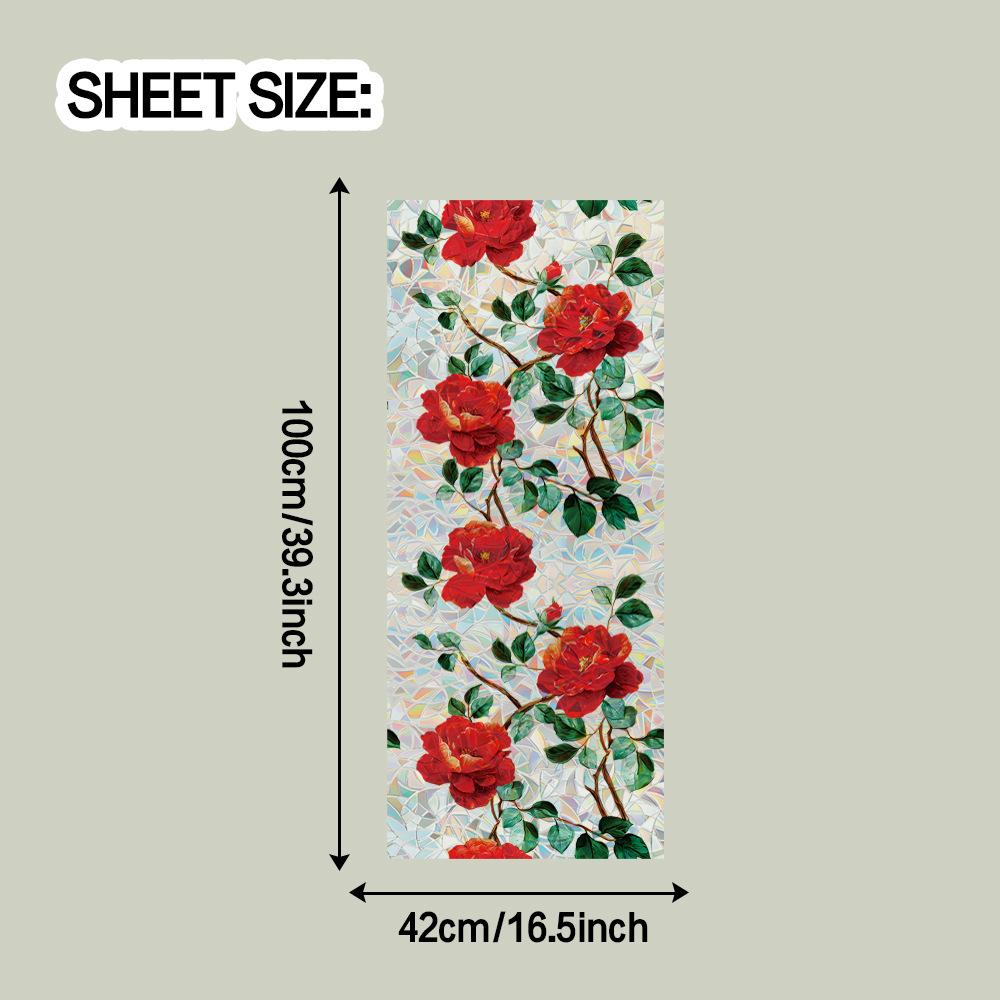 

Декоративные статические наклейки с ярким узором роз, напечатанные лазером, для домашних стеклянных дверей и окон 42*100cm