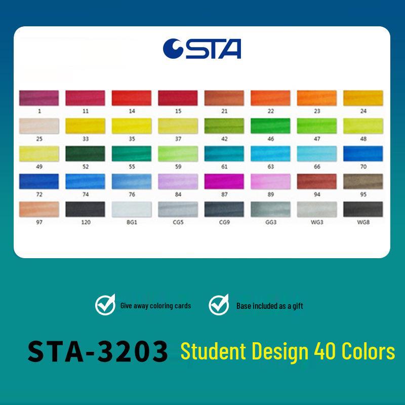 Sta 3203 Double-Ended Quick-Drying Oil-Based Marker Pen Set for Student Art & Indoor Design