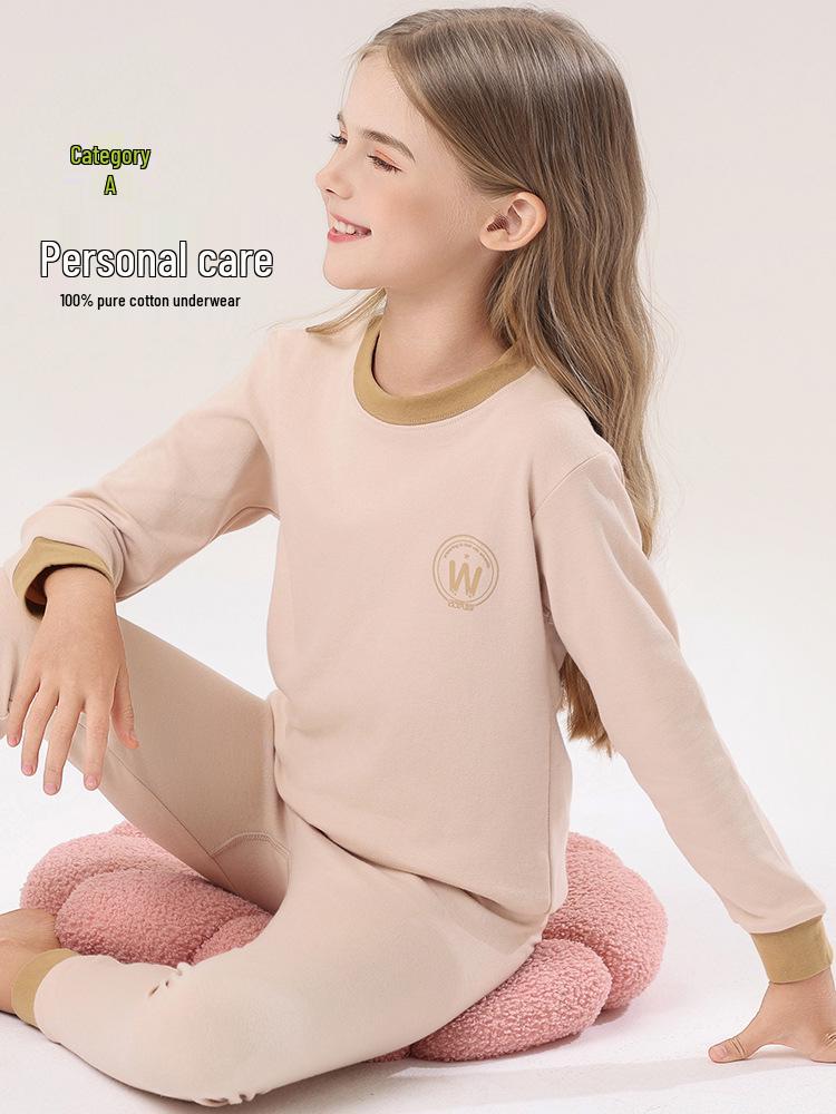 Girls' Autumn Cotton Underwear & Sweater Set – Teen & Kids' Cozy Pajamas