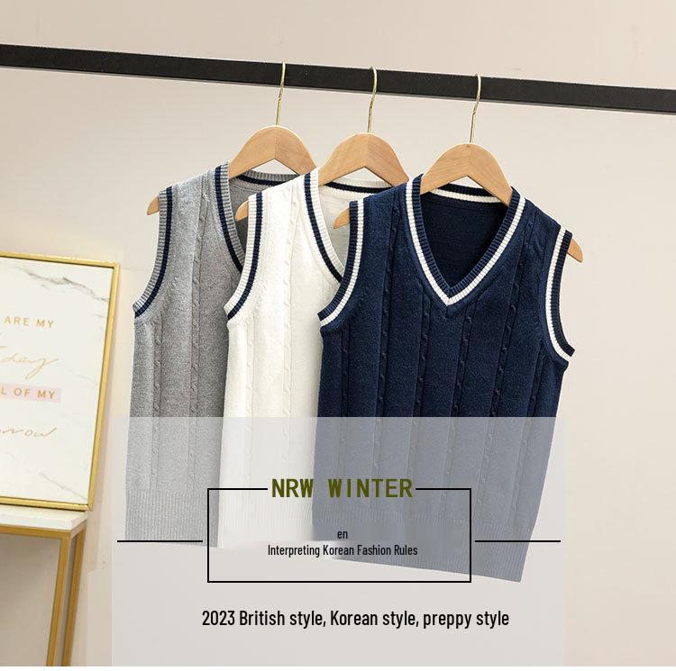 Kids' Autumn/Winter Sleeveless Sweater - Korean Style School Uniform for Boys & Girls