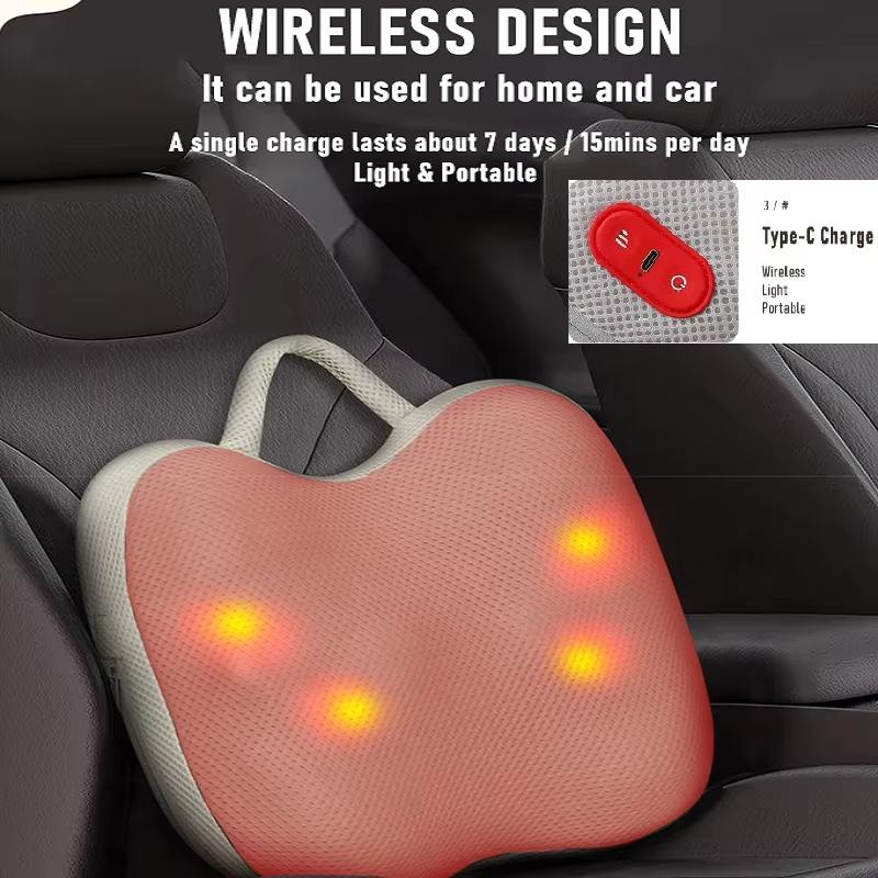 New 3D Electric Smart Neck Massage Pillow Head Back Shiatsu Full Body Massager Wireless Use For Car Home Infrared Physiotherapy