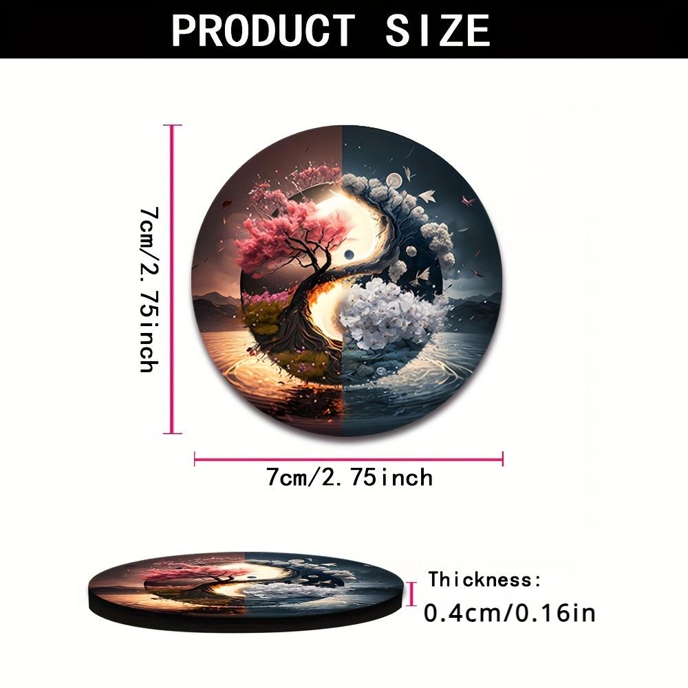 2PCS Oil Painting, Floral Printing Car Cup Pad, Insulation Pad, Used for Car Decoration