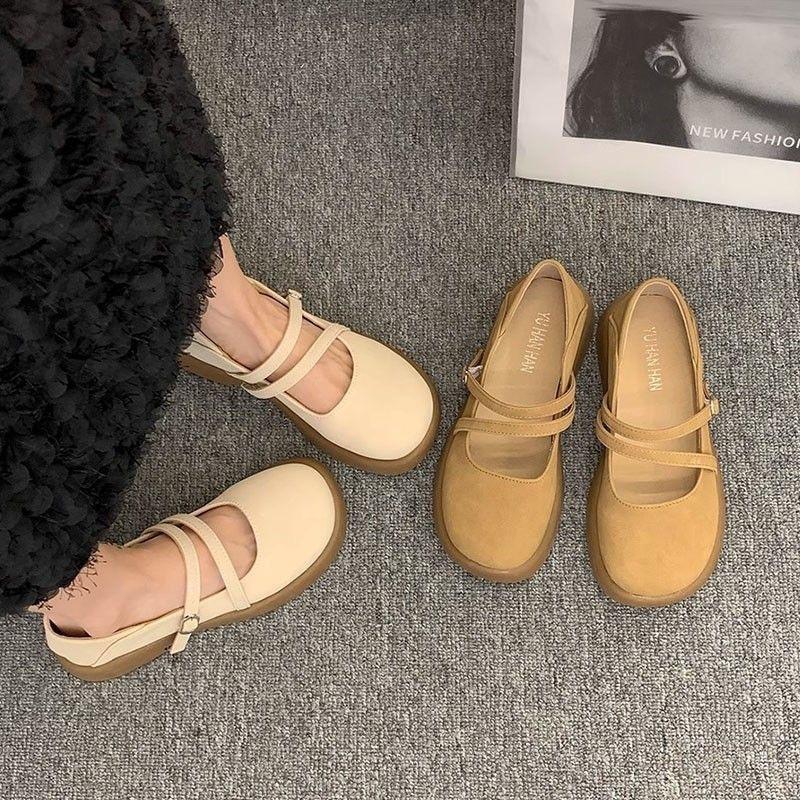 Mary Jane small leather shoes women's 2026 new autumn evening shoes spring and autumn skirt flat-bottomed French single shoes