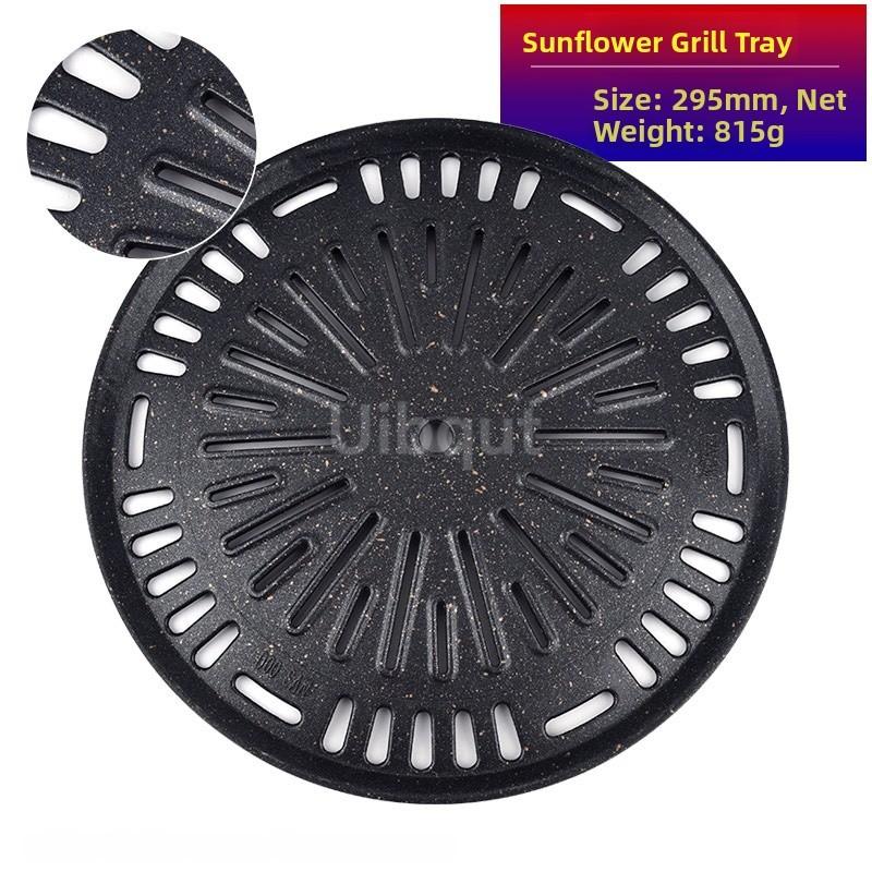 Stainl Steel Non-sti BBQ Net Tray Round Plate Pan Restaurant Round Fried Meat Korean Bbq Grill Grille Barbecue Korean Grill Pan