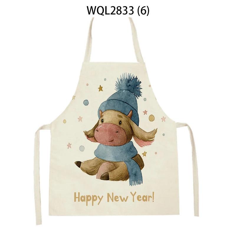 Animal Printed Kitchen Aprons Women Men Dinner Party Cooking Waist Bib Fox Cattle Bear Pattern Baking Pinafore Cleaning Apron