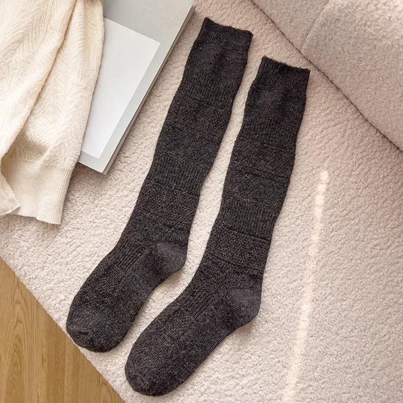 

Japanese and Korean Women Retro Knit Leggings 2026 Autumn/Winter Pile Socks Mid-Calf Ethnic Wool-Like Slimming Thermal Tights One Size