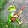 Resin Frogs Statue Guitar Frogs Figurines Statue Garden Decorations Animal Figurines Sculptures for Outdoor Indoor