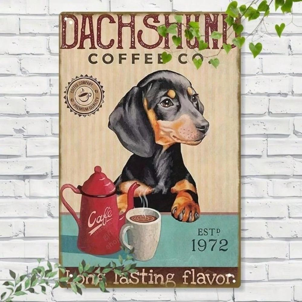 Metall Wandposter Dackel Retro Vinyl Geschenk für Bar Café Home Office
