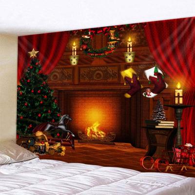 Christmas Tapestry Wall Hanging Christmas Tree Fireplace Decoration Environmentally Friendly Printing Soft Hanging Cloth