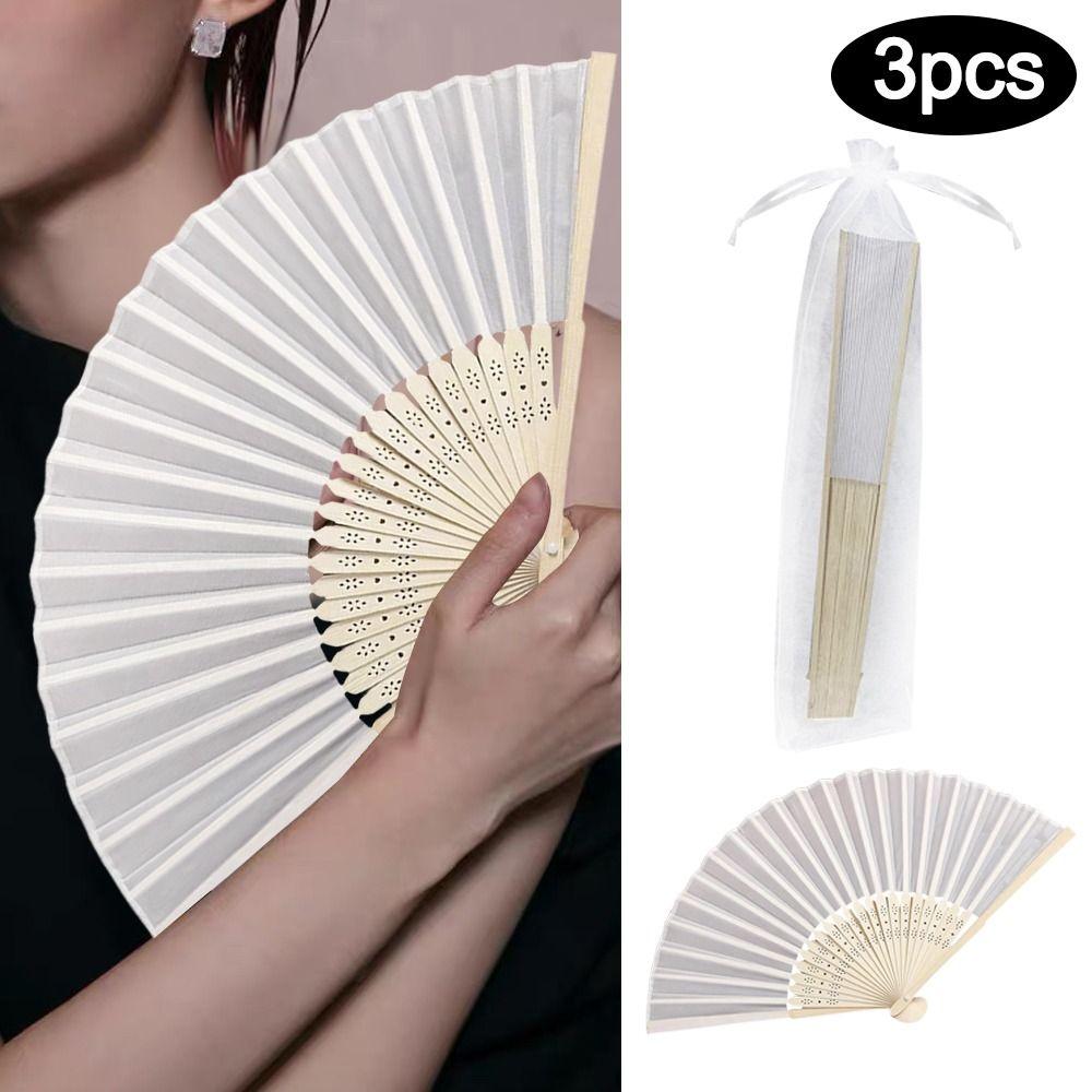 

White Hand Fan with Gift bag Wedding Fan New Folding Fan
