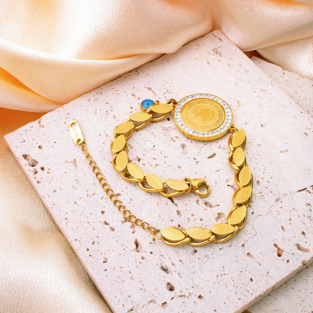 2025 New Luxury Gold Color Charm Bracelet - Stainless Steel Jewelry for Women, Hypoallergenic Gift & Party Accessories