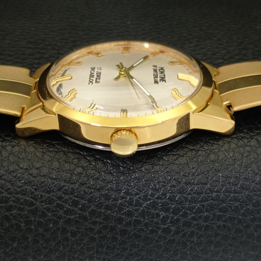 ÜBERHOLTE VINTAGE MONTINE OF SWITZERLAND 17J HERREN VERGOLDETE UHR a285407-12