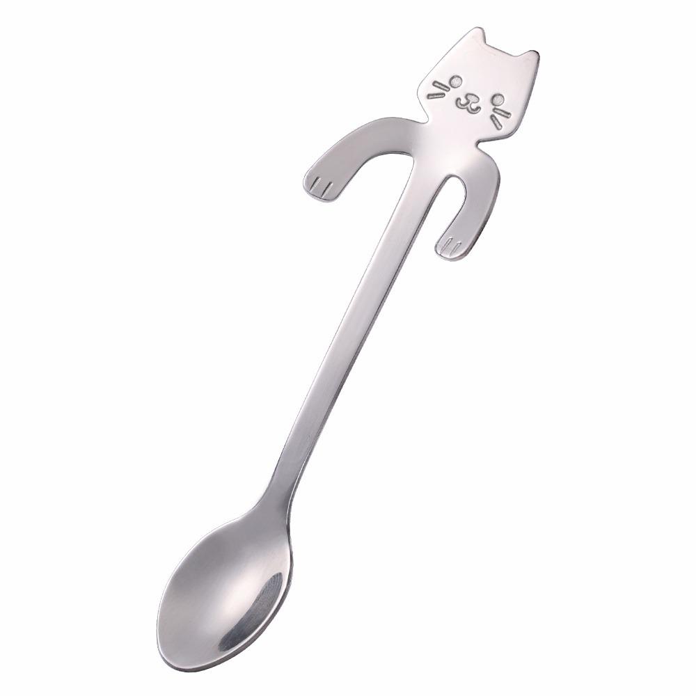 1PCS Stainless Steel Cute Mini Cat Spoon for Tea, Coffee, Dessert, Sugar, Ice Cream,