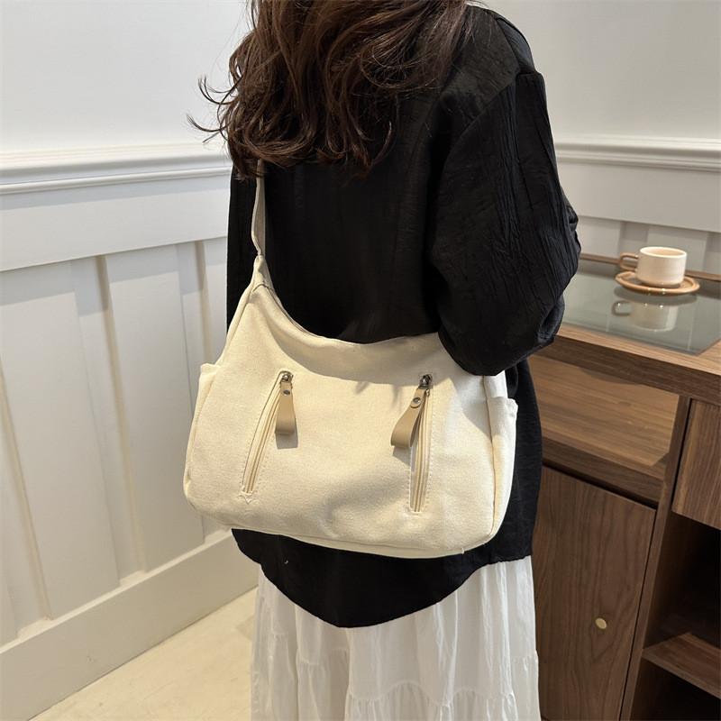 Trendy Retro Japanese Canvas Crossbody Bag Elegant Black Beige And Khaki Colors For Everyday Use