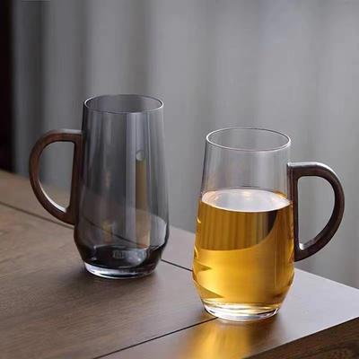High Borosilicate Heat-resistant Glass Japanese-style High-value Walnut Handle Tea Cup Household High-temperature-resistant Cup
