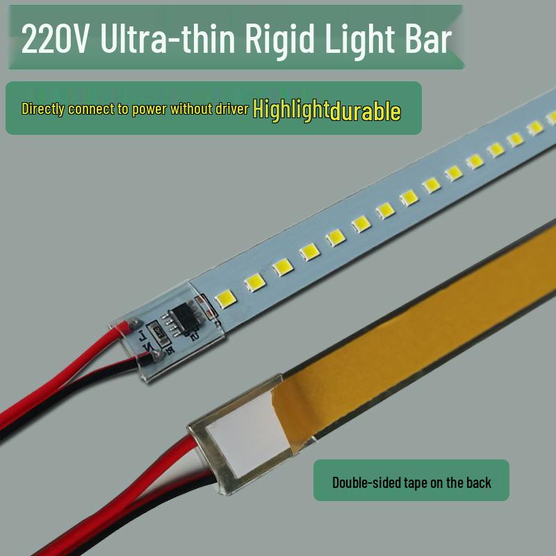 220V LED Hard Light Strip: Replacement Strip for Cigarette and Alcohol Display Cabinets with Self-Adhesive Patch.