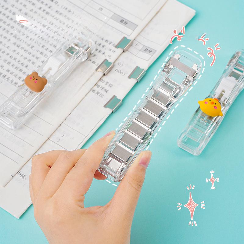Cartoon Transparent Traceless File Binder Clip for Office Data Organization and Creative Learning