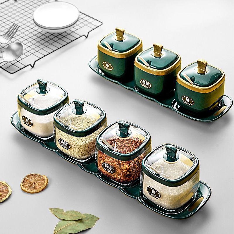 Kitchen Light Luxury Salt Monosodium Glutamate Seasoning Box Salt Shaker Seasoning Combination Set Seasoning Bottle Can